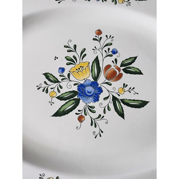 Vintage ASTA Japan Aszi Porcelain Oval Serving Platter Blue Yellow Floral 14" - Picture 3 of 7